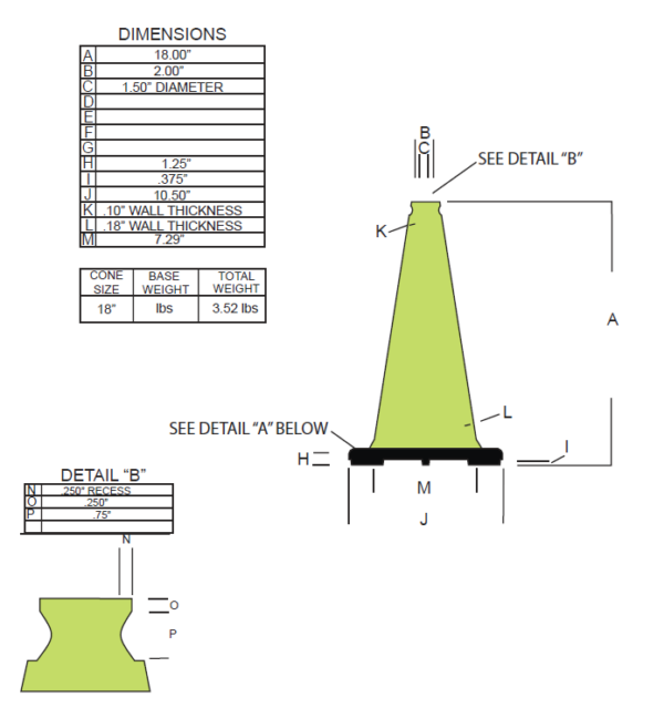 18" Cone Lime Non-Reflective - Image 2