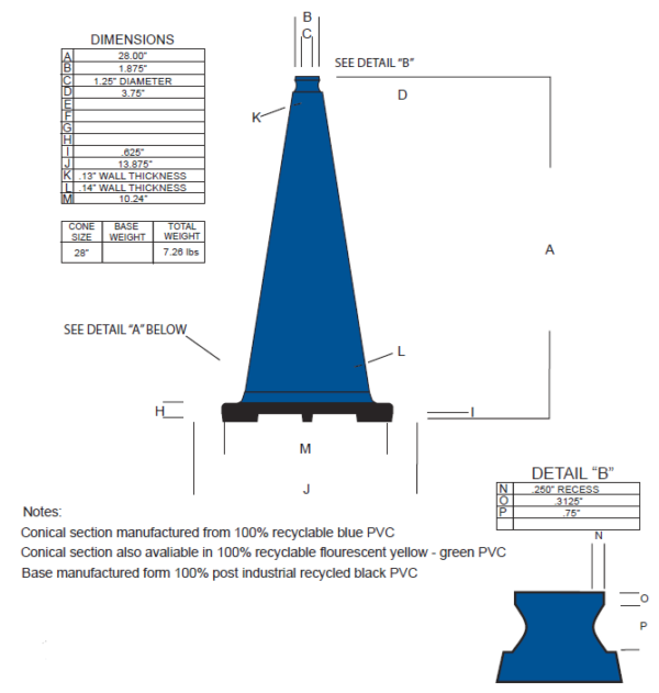 28" Cone Blue Non-Reflective - Image 2