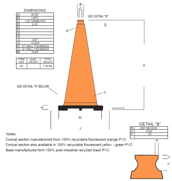 28" Cone Orange Non-Reflective - Image 2