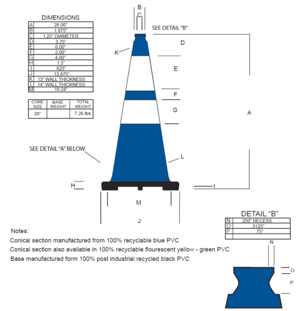 28" Cone Blue Reflective - Image 3
