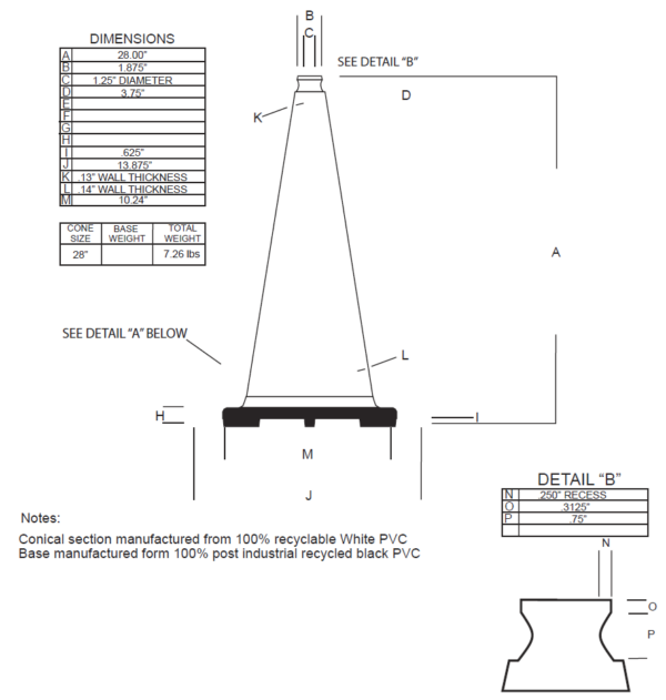28" Cone White Non-Reflective - Image 2