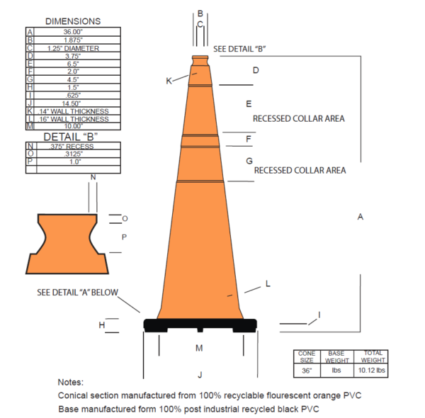 36" Cone Orange Non-Reflective - Image 2