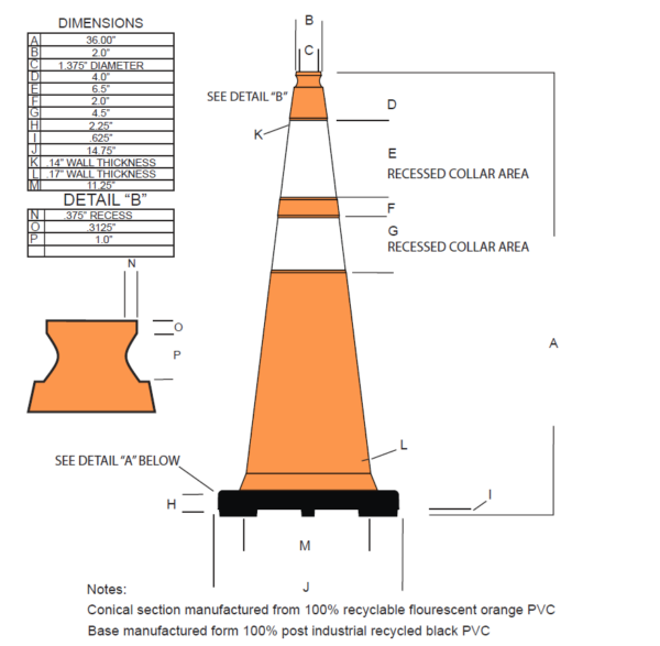 36" Cone Orange Reflective - Image 2