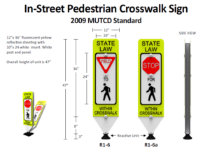 In Street Impact Recovery Pedestrian Crosswalk Sign IRS