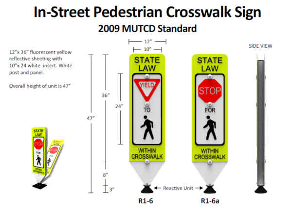 In Street Impact Recovery Pedestrian Crosswalk Sign IRS