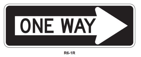 36"x12" One Way Right
