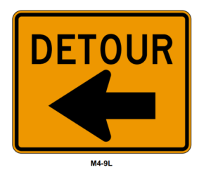 30"x24" Detour with Left Arrow