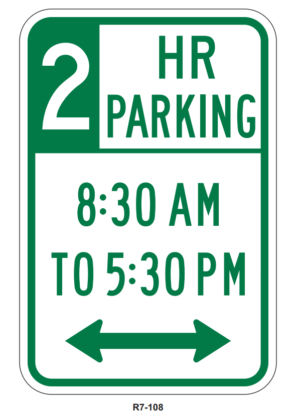Hour parking sign