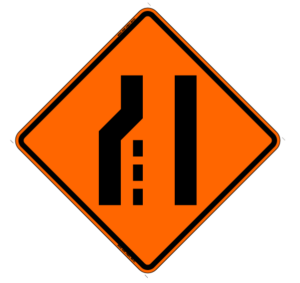 Roll-Up Left Lane Ends Symbol