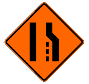 Roll-Up Right Lane Ends Symbol