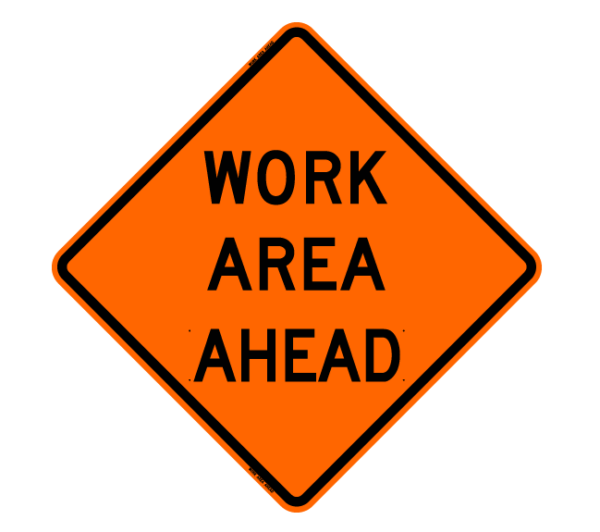 Roll-Up Work Area Ahead