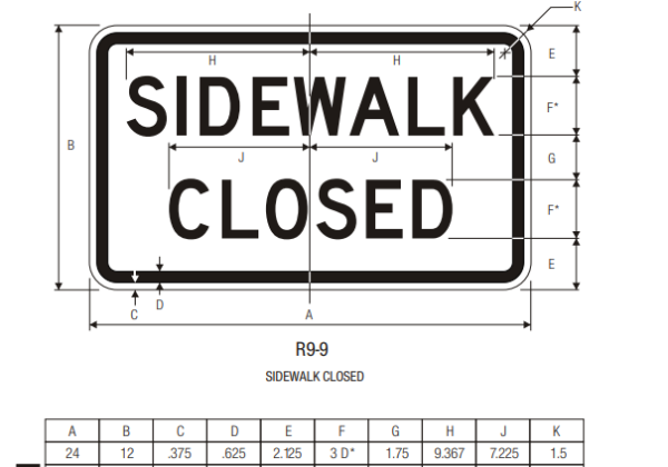 24"x12" R9-9 Sidewalk Closed - Image 2
