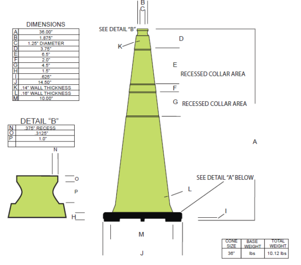 36" Cone Lime Reflective - Image 2
