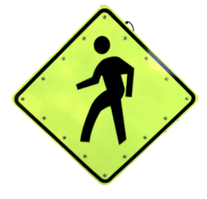 Solar Powered LED Pedestrian Crossing Sign W11-2 30x30