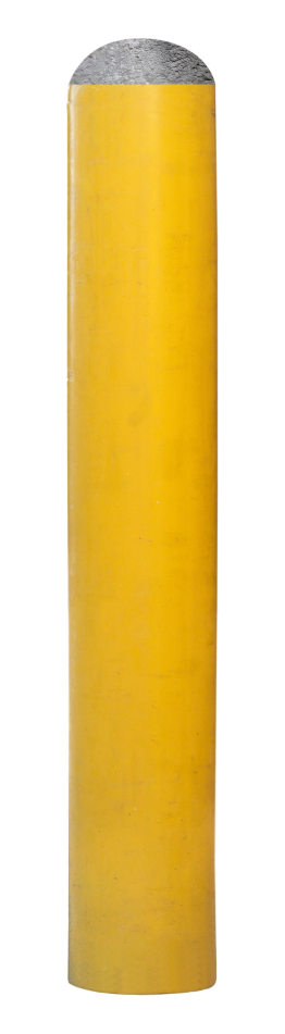 Steel Bollard - 84" x 6" Yellow Powder Coated Concrete Filled