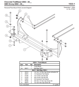 Western Defender truck mount GM 1533-1