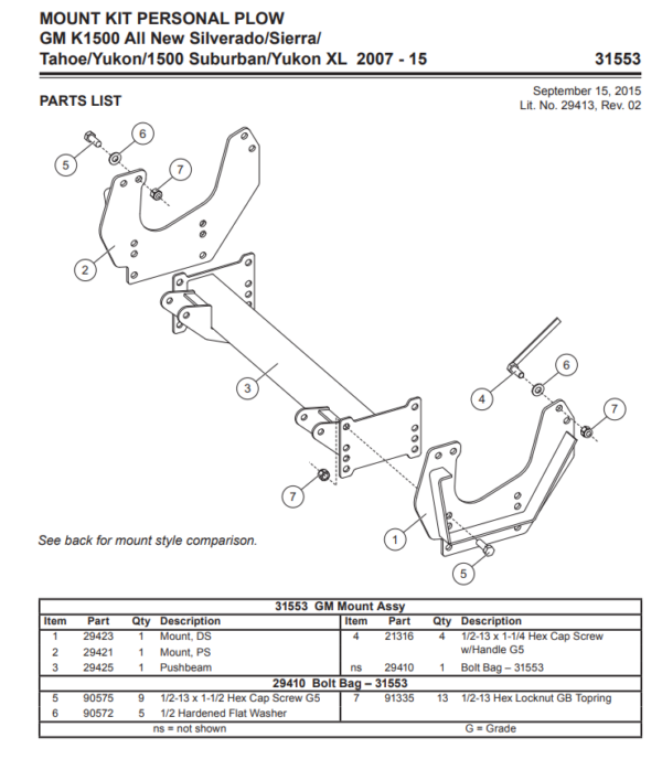 Western Defender truck mount GM1500 (2007-2018) 31553-1