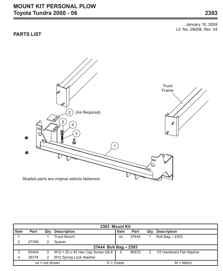 Western Defender truck mount Toyota 2303