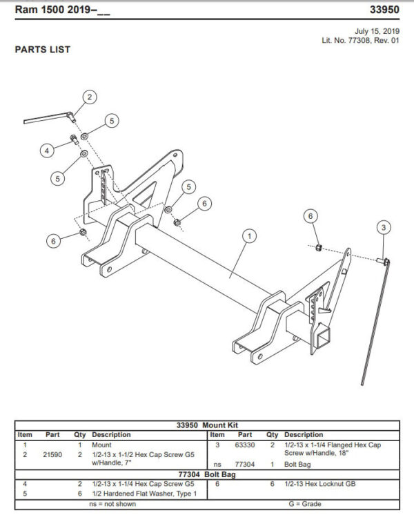 UltraMount truck mount Dodge 33950-2