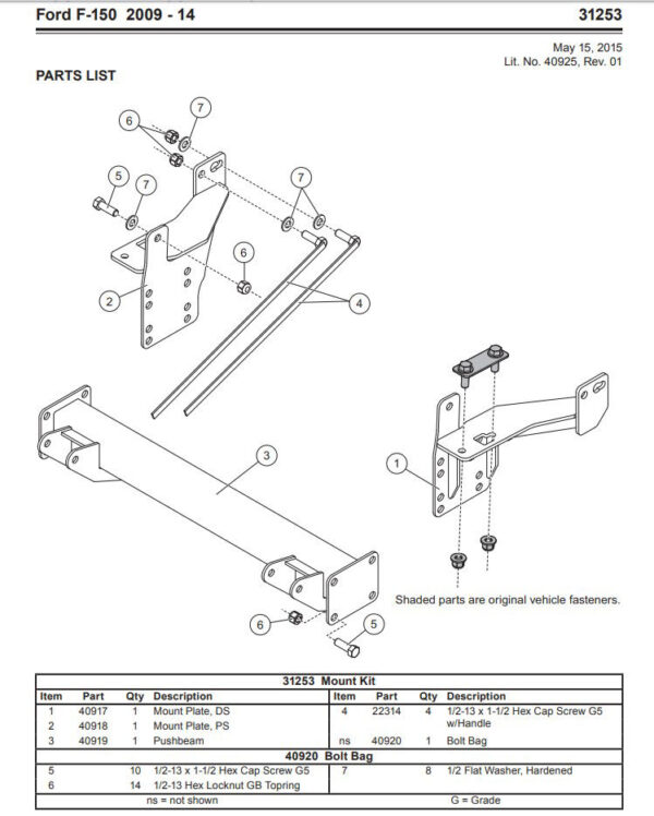 Western Defender truck mount Ford F-150 (2009-2014)- 31253