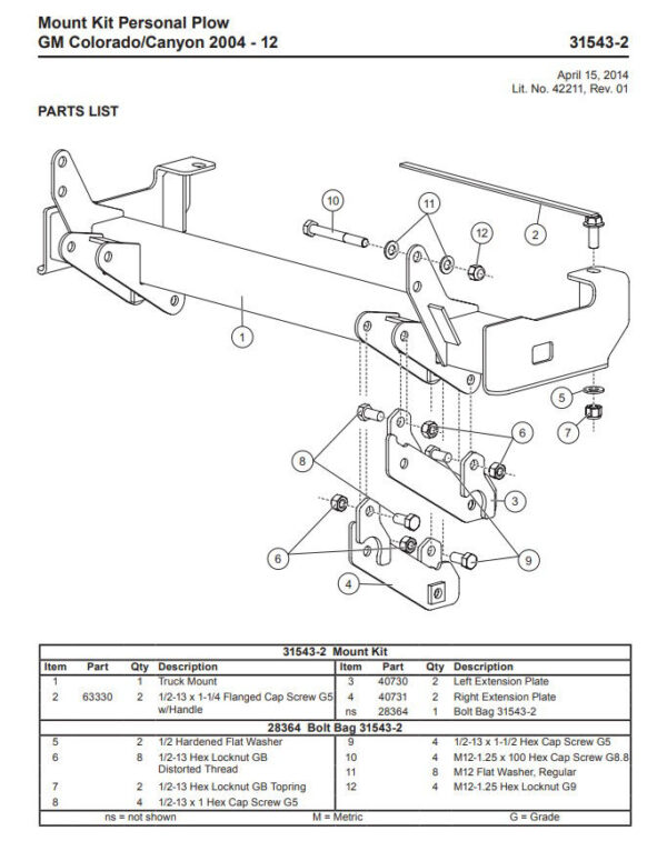 Western Defender truck mount Colorado-Canyon 2004-12 - 31543-2
