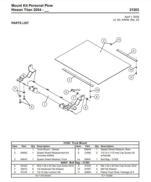 Western Defender truck mount Nissan - 31303-1