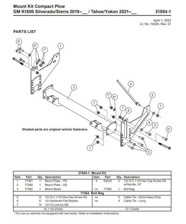 Western Defender truck mount GM K1500 31554-1