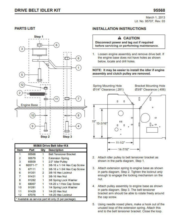 Western Drive Belt Idler Kit - 95568