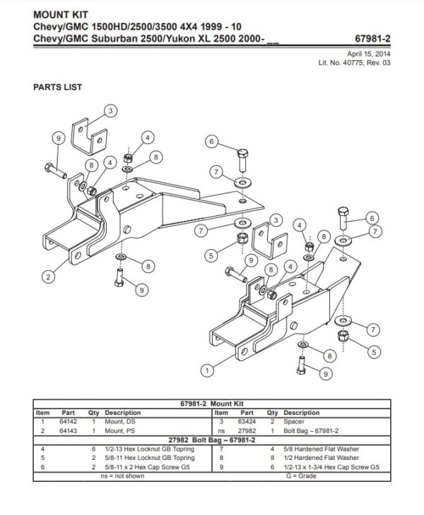 UltraMount truck mount Chevy GMC-67981-2 or 3529